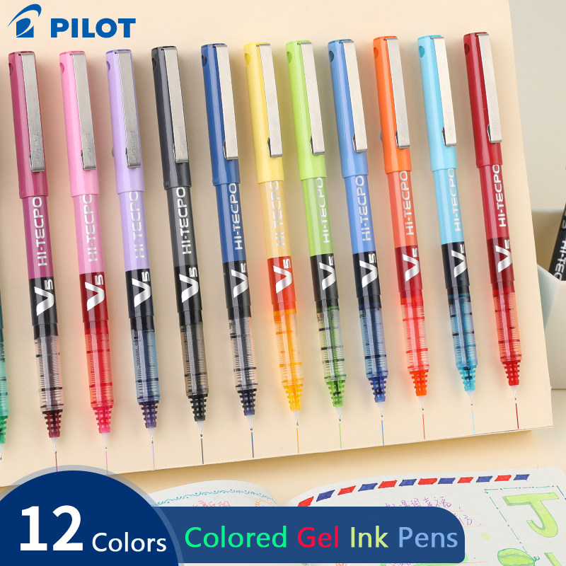 Pilot Pen G2 - パイロット V5 液体インクローラーボールペン、美的デザイン 12 色ハイテクポイントニードルチップセット大容量ペン、スケッチ、ジャーナル用