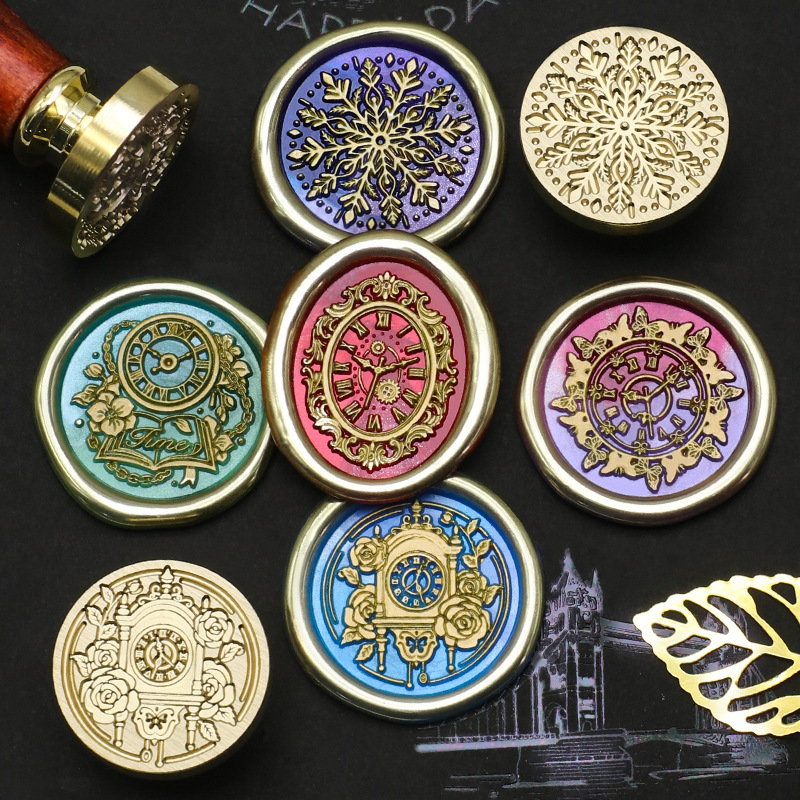 Wax Seal Stamp Set - レトロ時計ワックススタンプクマウサギワックスシールスタンプヘッドスクラップブッキング用封筒結婚式招待状ギフト包装