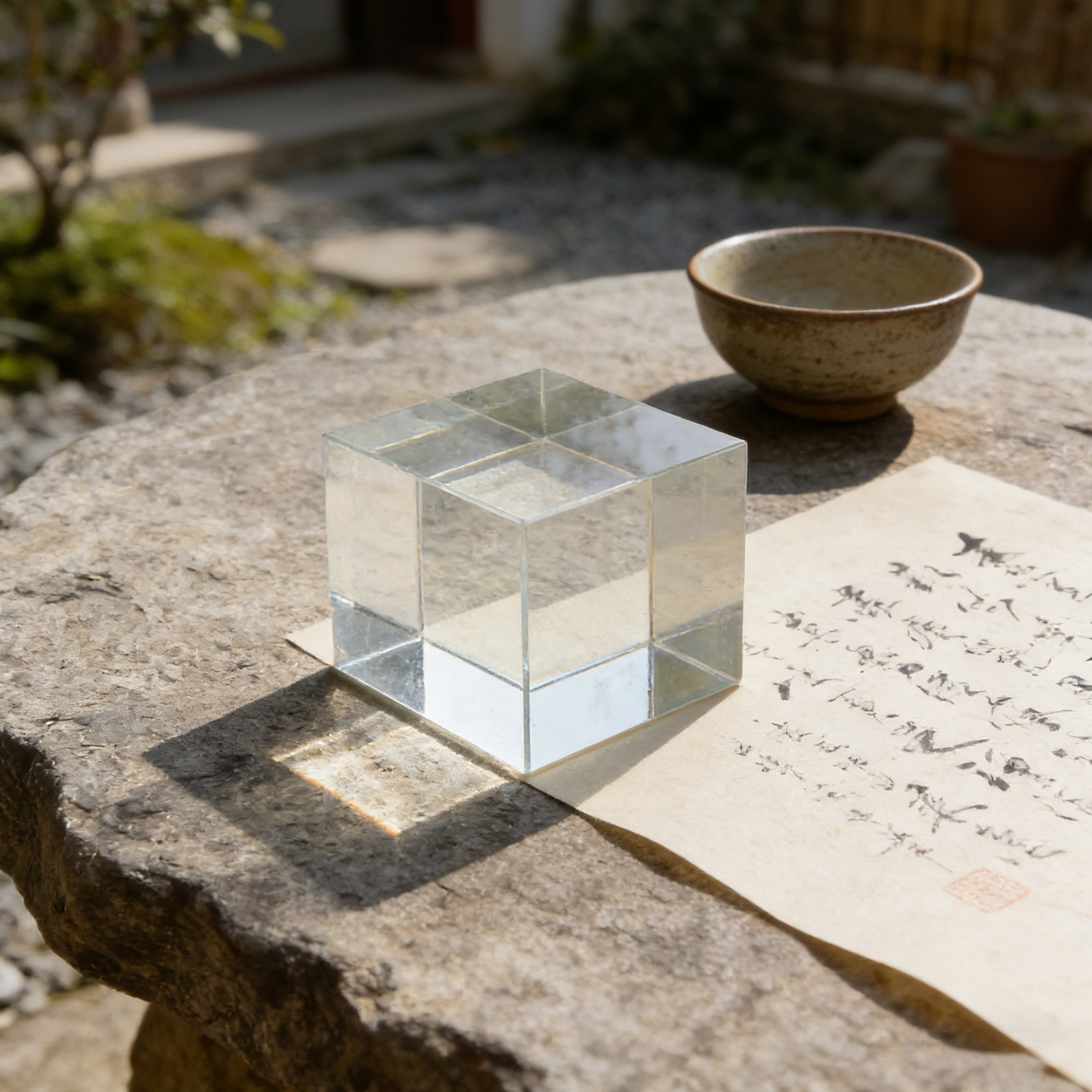 正方形のクリスタル製ペーパーウェイト。透明で重厚感があり、装 - Paper Weight Crystal のレビューと価格