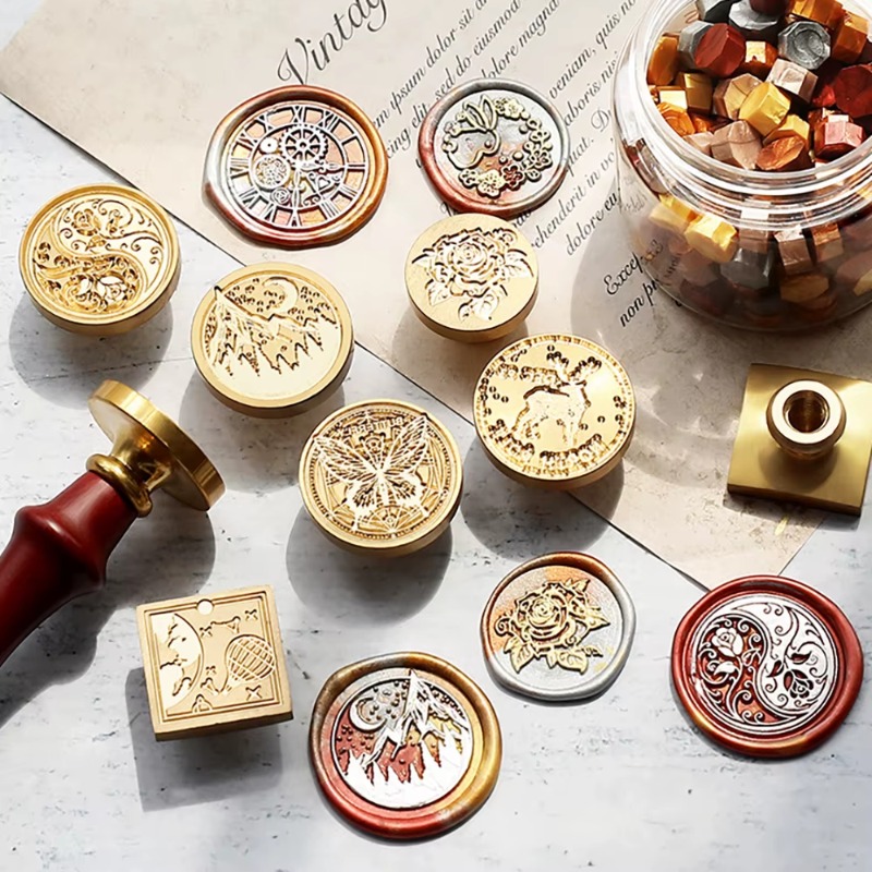 9個のワックスシール+1個のハンドル、ワックスシールセット、 - Wax Seal Stamp Set のレビューと価格